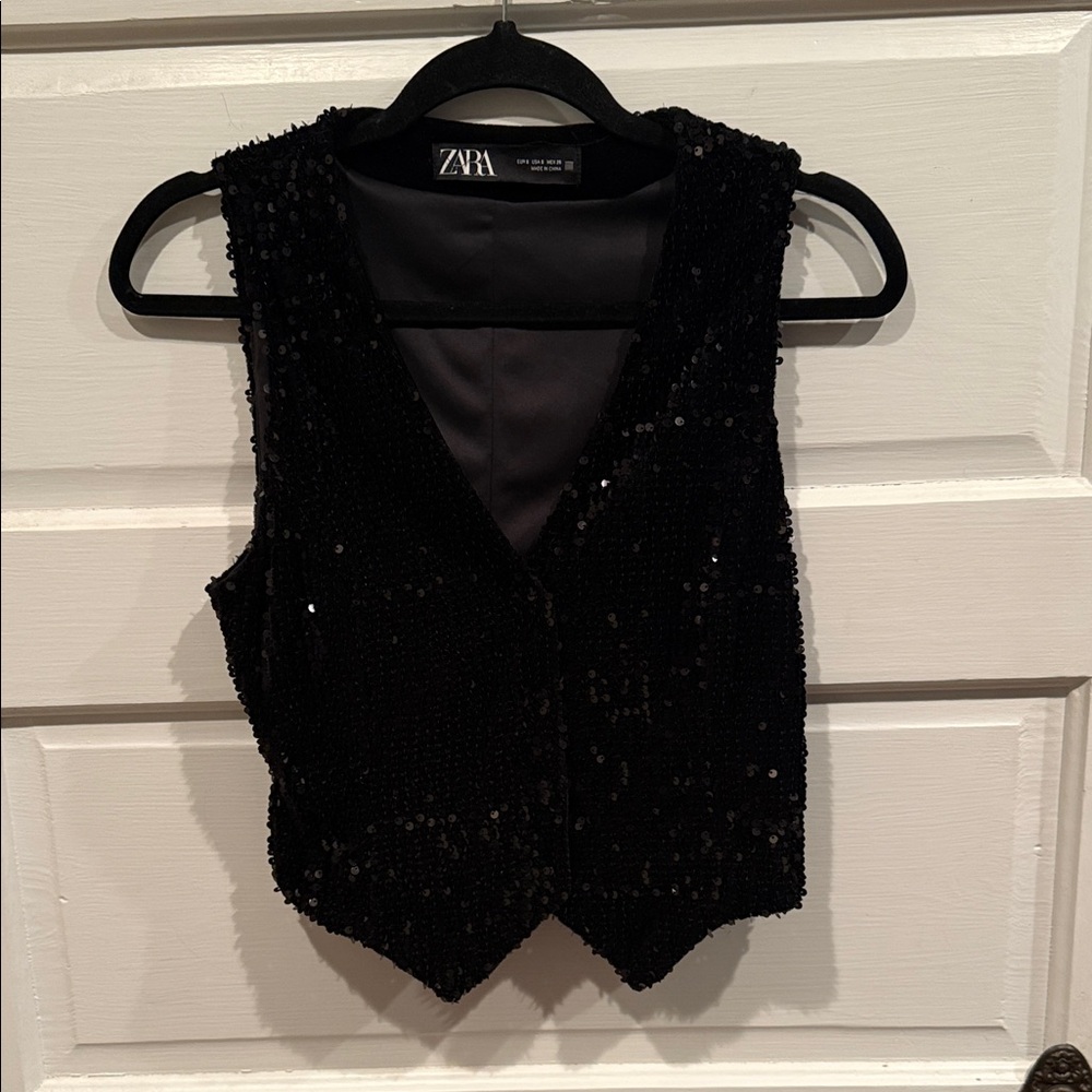 Zara Black Sequin Women's Vest
